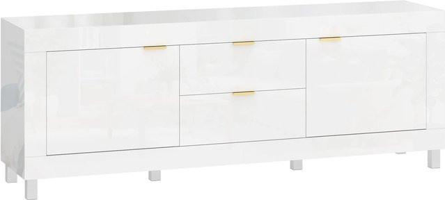 HOMCOM TV Stand aus Spanplatte in Weiß mit Hochglanz-Finish, modern und freistehend, B/T/H: 180 x 40 x 66 cm - Bild 1