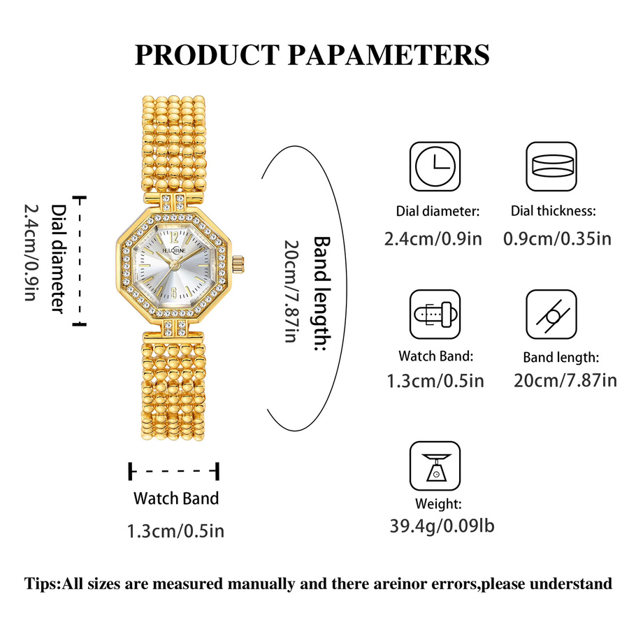 YaLaLuSi Armbanduhr, Perlenkette, Gold, Quarz, Diamantbesetzt, Damen - Bild 2