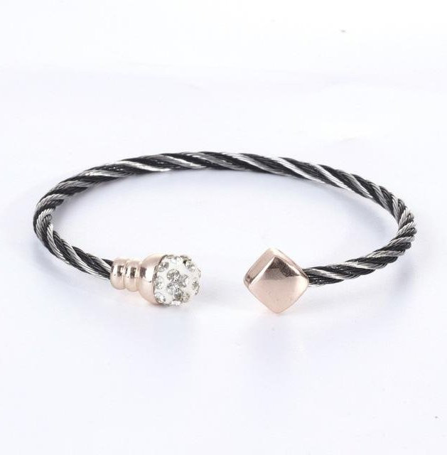 Allbestart Armband Edelstahl, Schwarz, Weiß, Twist, Damen - Bild 1