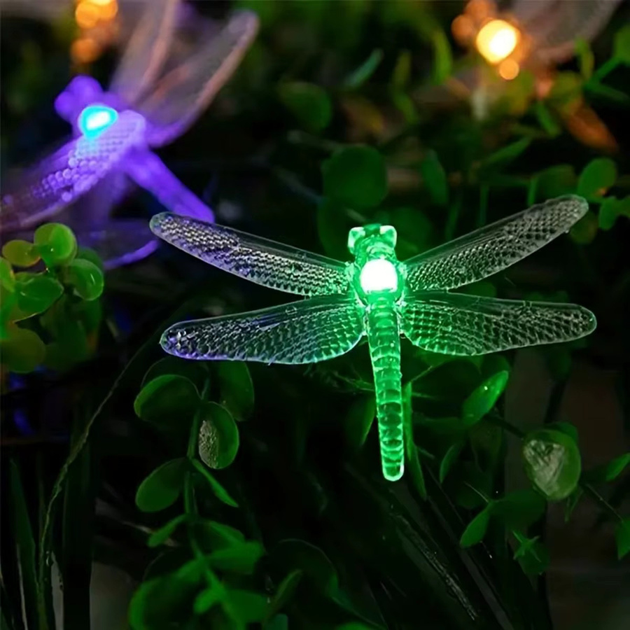 Peach Forest Solar Libellen LED Lichterkette mit 20 LEDs, 5m Länge, wasserdicht, 8 Modi für Garten und Terrasse - Bild 4