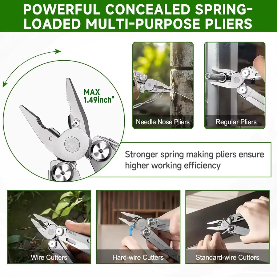 NexTool Flaggschiff Max 14-in-1 EDC-Multitool-Zange aus Edelstahl in Silber mit Schere und Klappmesser für Outdoor und Camping - Bild 2