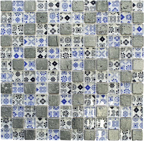 HuH Mosaik Wandbelag Roman aus Glas in Blau und Schwarz, B/H: 30 x 30 cm - Bild 1