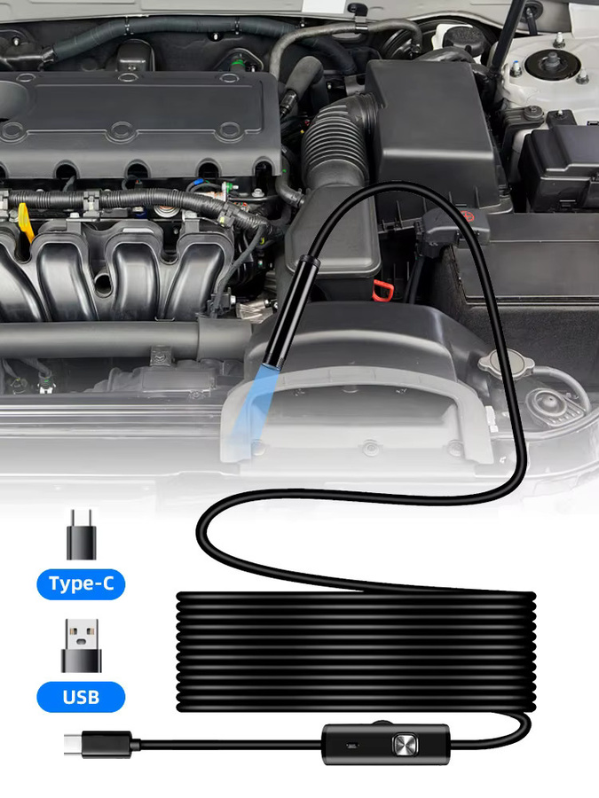 KERUI Industrie-Endoskop Typ C in Schwarz, wasserdichte Mini-Kamera mit 2-in-1 USB A und USB C Anschluss für Android und PC - Bild 4