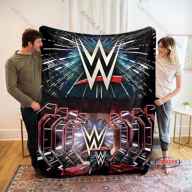 Flanellblanke von Useful Home mit W-WWE Muster Druck, superweich und flauschig, Mehrfarbig, Breite: 75 cm, Länge: 90 cm - Bild 1