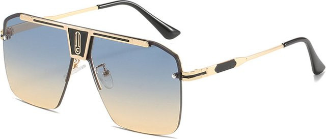 Techsuit 2576 Sonnenbrille Herren, Aluminium, Halbrand, Square, Gold Blau - Bild 1