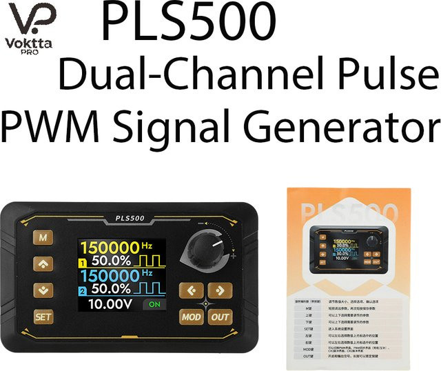 Voktta DC5-24V PLS500 Zweikanal-Impuls-PWM-Signalgenerator mit einstellbarer Totzeit, programmierbarer digitaler Signalgenerator 1Hz-500kHz, Schwarz - Bild 1