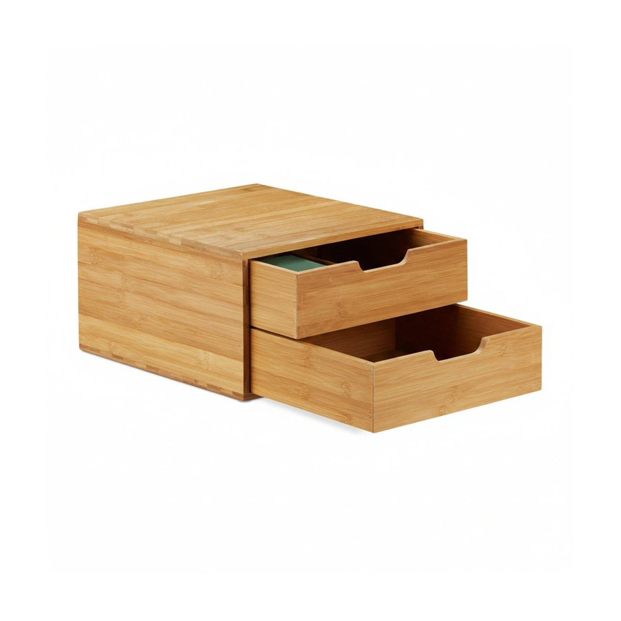 Relaxdays Schubladenbox aus Bambus in Natur mit 2 Einschüben, B/T/H: 18 x 30 x 31 cm - Bild 2