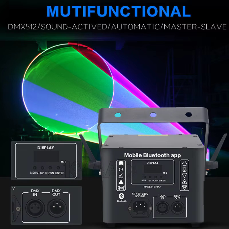 KYAAO 5W Laser Disco Light DMX 3D-Projektor mit App-Steuerung für iOS und Android sowie Sound-Aktivierung für DJ-Partys und Hochzeiten - Bild 2