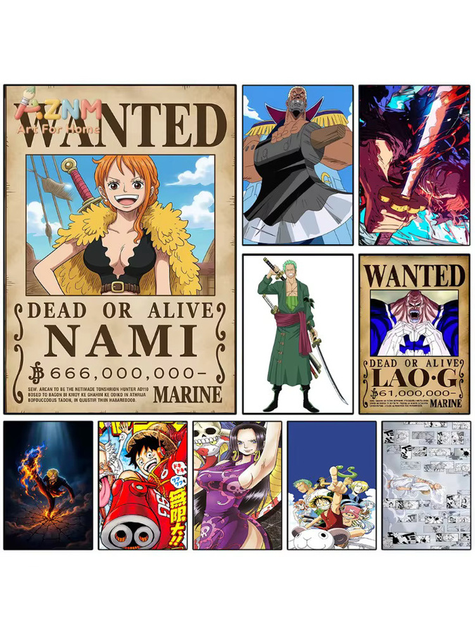 AZNM One Piece Nami Wanted Poster Anime Leinwand-Wandkunst in Multicolor - Bild 5