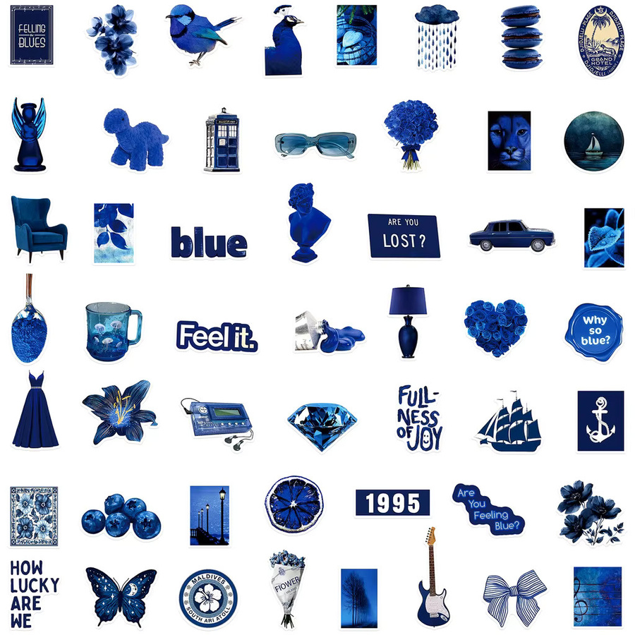 50 Stück Künstlerische Aufkleber in Deep Blue für Reise, Gitarre, Gepäck und Skateboards von BulingBulingStickers Store - Bild 3