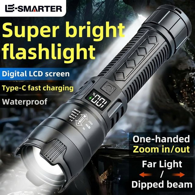 ESMARTER Tragbare Wiederaufladbare Hochleistungs-Handlampe in Schwarz - Bild 1