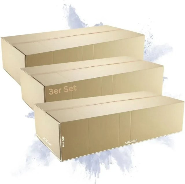 PROREGAL 3er Set Versandkarton aus Wellpappe, Braun, L x B x H: 120 cm x 60 cm x 31 cm, belastbar bis 30 kg - Bild 1