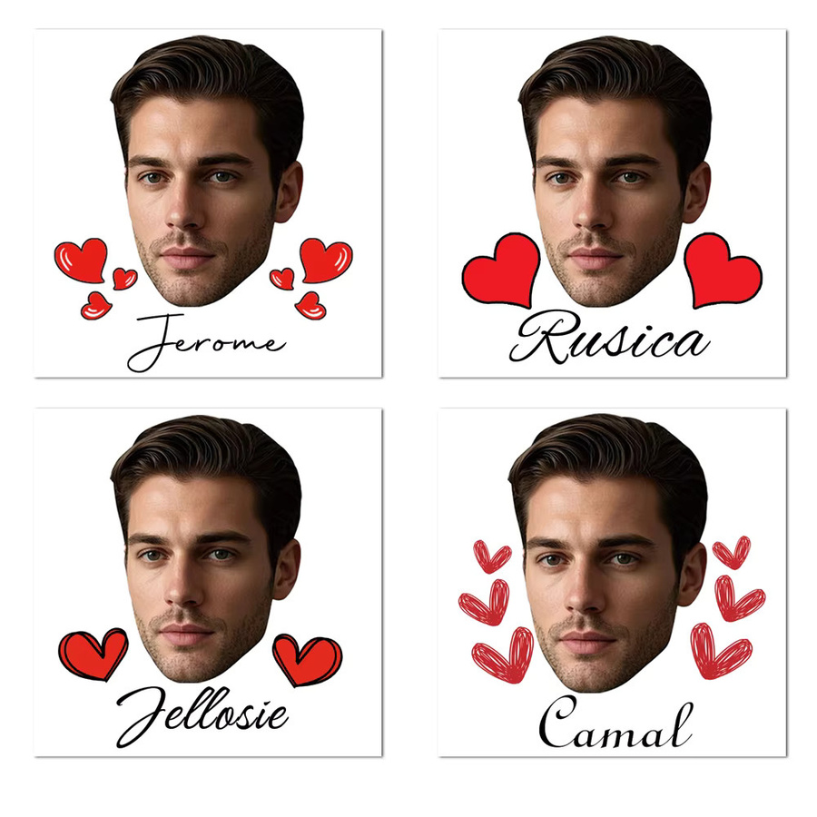 WEIGAO Foto und Namen Aufkleber mit rotem Herz-Design für Valentinstags-Geschenke, 22 Stück - Bild 1