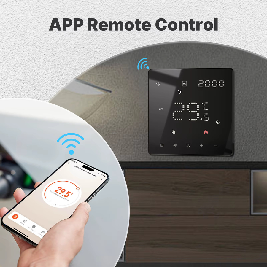 MOES Smart Thermostat Tuya ZigBee WiFi Programmierbarer Temperaturregler für Wasser- oder Elektroheizungen, Schwarz, Glasoberfläche - Bild 5