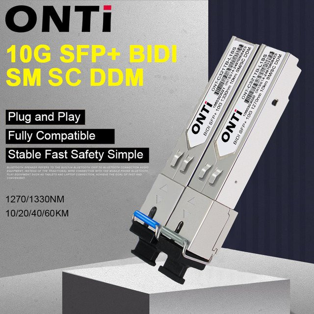 ONTi 10G BIDI SM SC WDM SFP+ Glasfasermodul 1270/1330nm Single Mode 10-60km in Silber - Bild 1