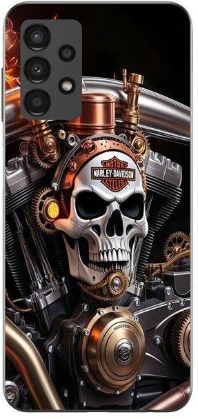 Manicase Handyhülle für Samsung Galaxy A13 4G Harley Davidson Mechanischer Totenkopf in Schwarz - Bild 1