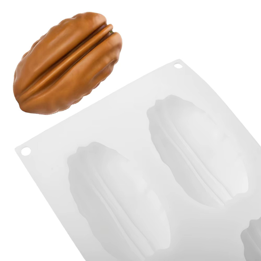 Meibum 4-fach Pecan-Silikonform in Schwarz für Nusskuchen, Schokolade, Pudding, Dessert sowie DIY Kerzen und Seifen - Bild 6