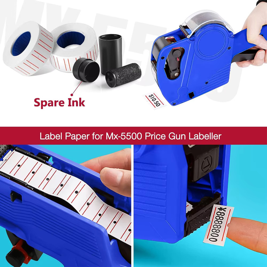 MrLabel Preisetiketten Aufkleter Weiß, 500 Stück, B: 21 mm, H: 12 mm, passend für MX5500 MX-5500EOS MX9900 AK813 HG979 Preispistolen - Bild 2