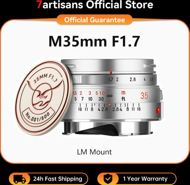 7Artisans 35mm F1.7 Vollformat Objektiv mit großer Blendenöffnung in Silber für Leica M-Bajonett - Bild 1