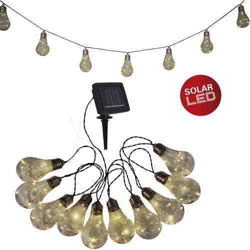 Näve Solar-LED-Lichterkette mit Kugel-Glühbirnen in Schwarz und Transparent für den Garten und Außenbereich - Bild 2