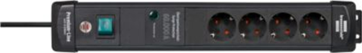 Brennenstuhl Premium-Line 4er-Steckdosenleiste mit Überspannungsschutz und Schalter, Schwarz, L 448 x B 60 x T 120 mm - Bild 3