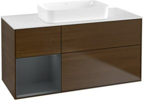 V&B Waschtischunterschrank Finion Wandbeleuchtung in Walnuss mit lackierter Oberfläche B: 120 cm, T: 60 cm, H: 60 cm - Bild 1