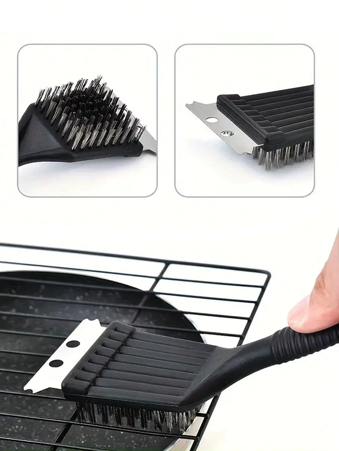 Reinigungsbürste aus schwarzem Edelstahl für Grillgitter und Haushalt - Bild 3