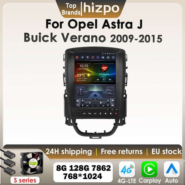 Hizpo Android 13 Autoradio im Tesla Stil mit 9,7 Zoll Display für Opel Astra J und Buick Verano (2009 - 2015), inklusive CarPlay, GPS und DSP, Farbe: Schwarz - Bild 1