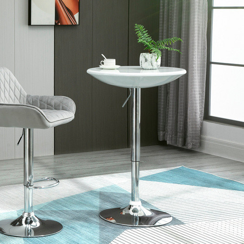 HOMCOM Bartisch rund mit drehbarer Platte und höhenverstellbarer Oberfläche, weiss, B/T/H: 61 x 61 x 97 cm - Bild 3