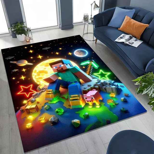 Rutschfester 3D Spielteppich mit Cartoon-Sandbox-Motiv für Kinder, Schwarz/Mehrfarbig, B/T: 60 x 40 cm - Bild 1
