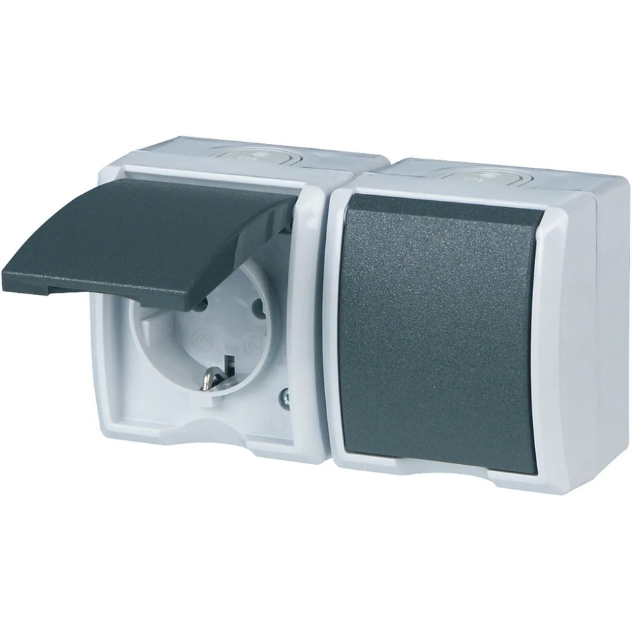 REV AquaForm Aufputz-Schalter Grau IP44 aus Kunststoff - Bild 2