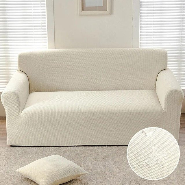 Wasserdichter und rutschfester Sofabezug aus Jacquard-Polyester in Beige, universell passend für Sofas mit einer Breite von 190 bis 230 cm - Bild 1