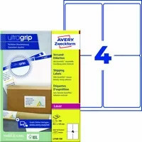 Avery Zweckform Adressetiketten ultragrip weiß für Laser, B: 99,1 mm x H: 139 mm - Bild 1