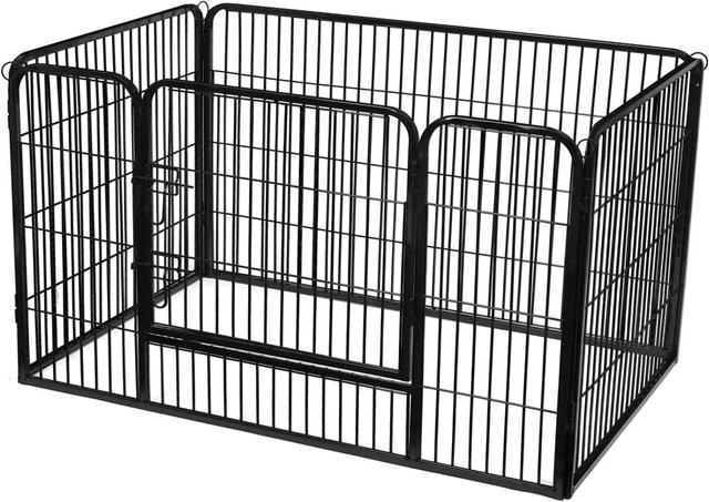 Feandrea Freilaufgehege für Haustiere aus Metall, Schwarz, B/T/H: 122 x 80 x 70 cm - Bild 1
