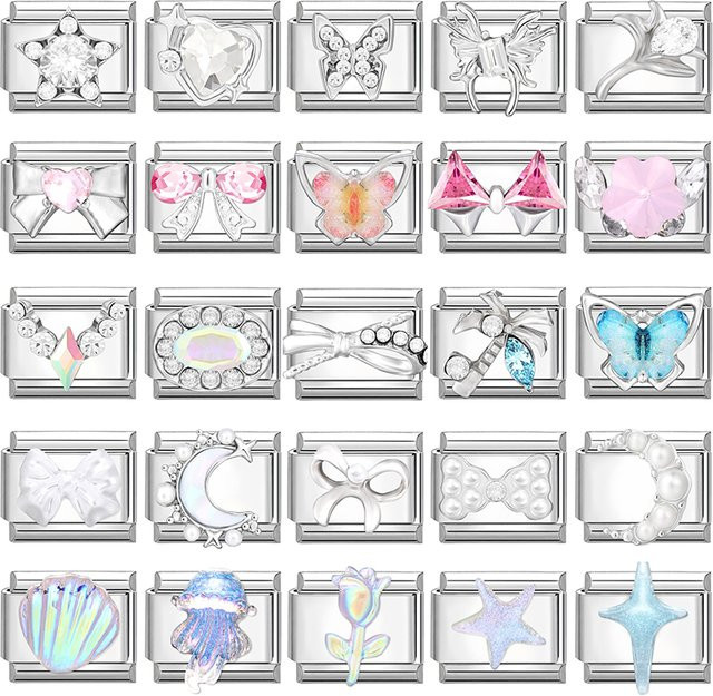 Yolorist Charm, Zirkonia, Stern-Herz-Schleife, Edelstahl, Silber, Damen - Bild 1