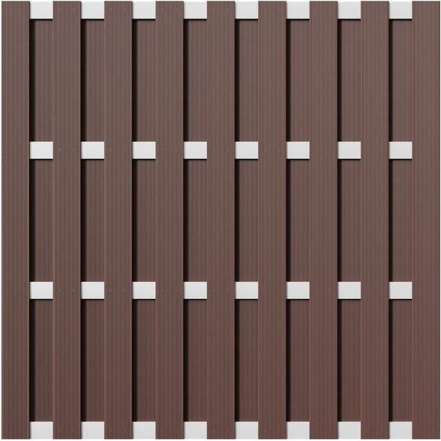 T&J WPC-Bretterzaun Eldena mit 4 Aluminium-Querriegeln in Braun, B: 180 cm x H: 180 cm - Bild 1