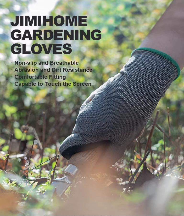 JIMIHOME Gartenhandschuhe für Damen und Herren in Grau, atmungsaktive Arbeitshandschuhe mit rutschfestem Griff für Garten- und Bauarbeiten - Bild 3