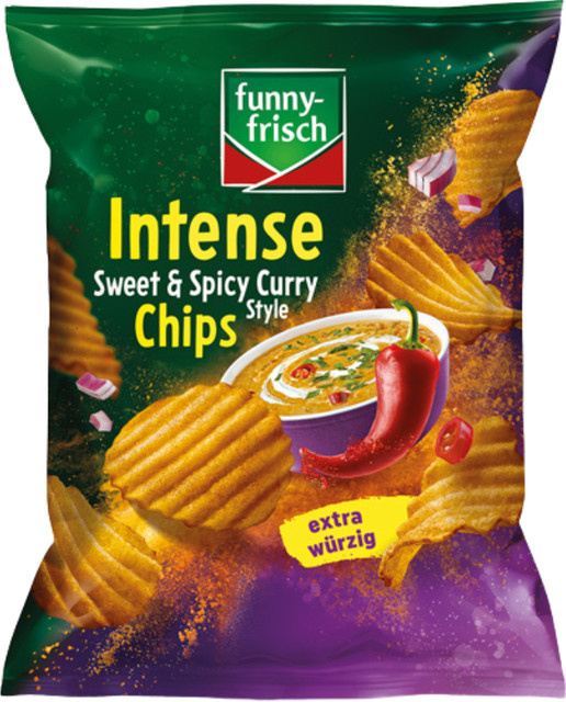 funny-frisch Intense Sweet & Spicy Curry Style Chips extra würzig 110 g - Bild 1