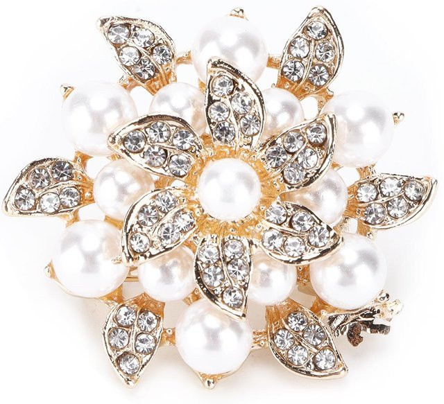 GoolRC Brosche Blume, Diamant, Perle, Damen - Bild 1