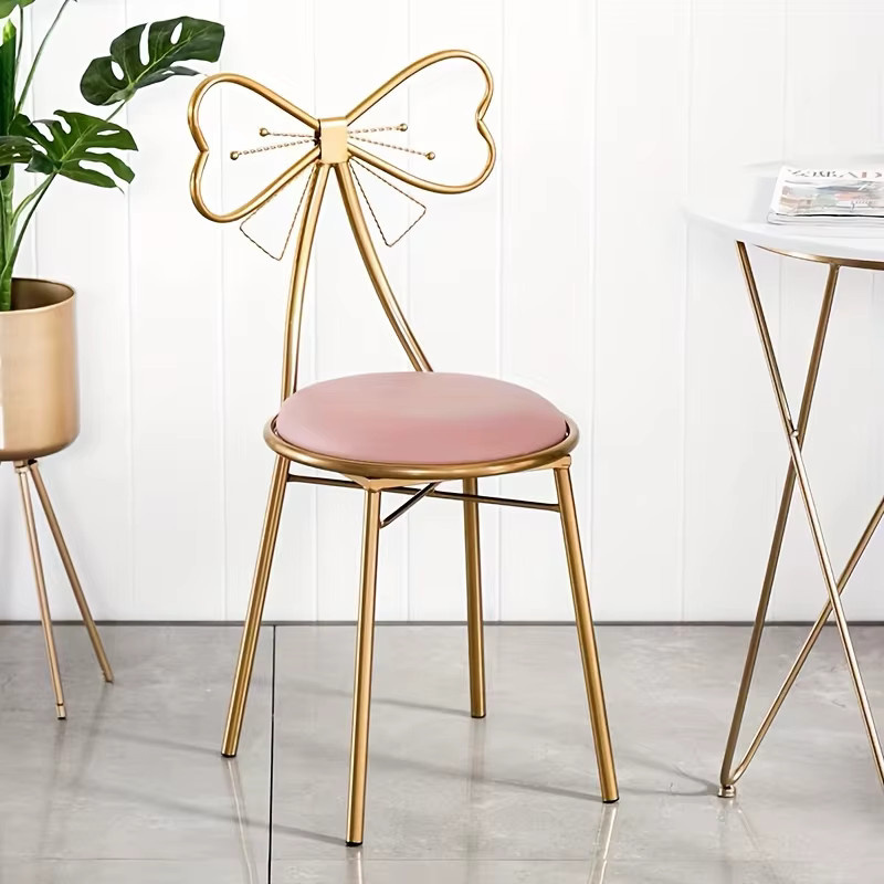 Ergonomischer Ankleidehocker von LIUSHADUOLA in Pink und Grau, moderner Make-up-Hocker mit Sitzkissen für Home-Office und Erwachsene - Bild 2