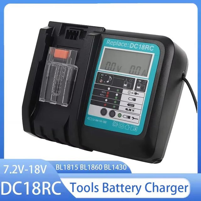 Makita DC18RC Lithium-Ionen-Akkuladegerät für 14,4V und 18V Elektrowerkzeuge in Schwarz - Bild 1