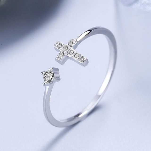 Lucky Star Jewelry Ring 925 Silber, Zirkonia, Damen, verstellbar - Bild 1