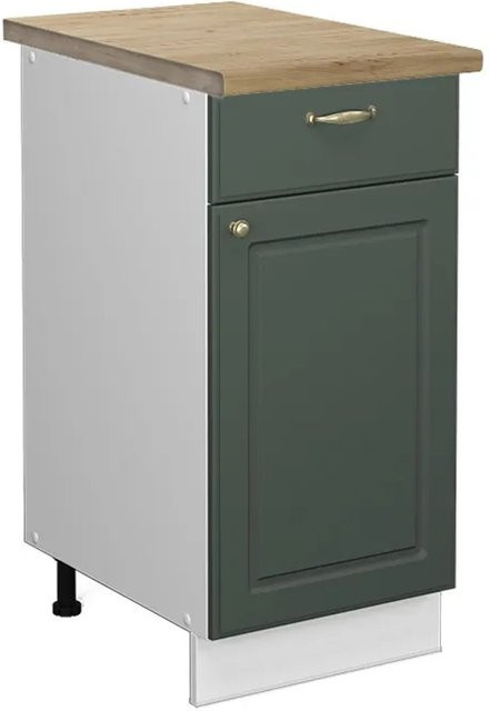 Vicco Küchenunterschrank Fame-Line Landhausstil in Grün-Gold-Weiß mit Eiche-Optik, B/T/H: 40 x 60 x 82 cm - Bild 1