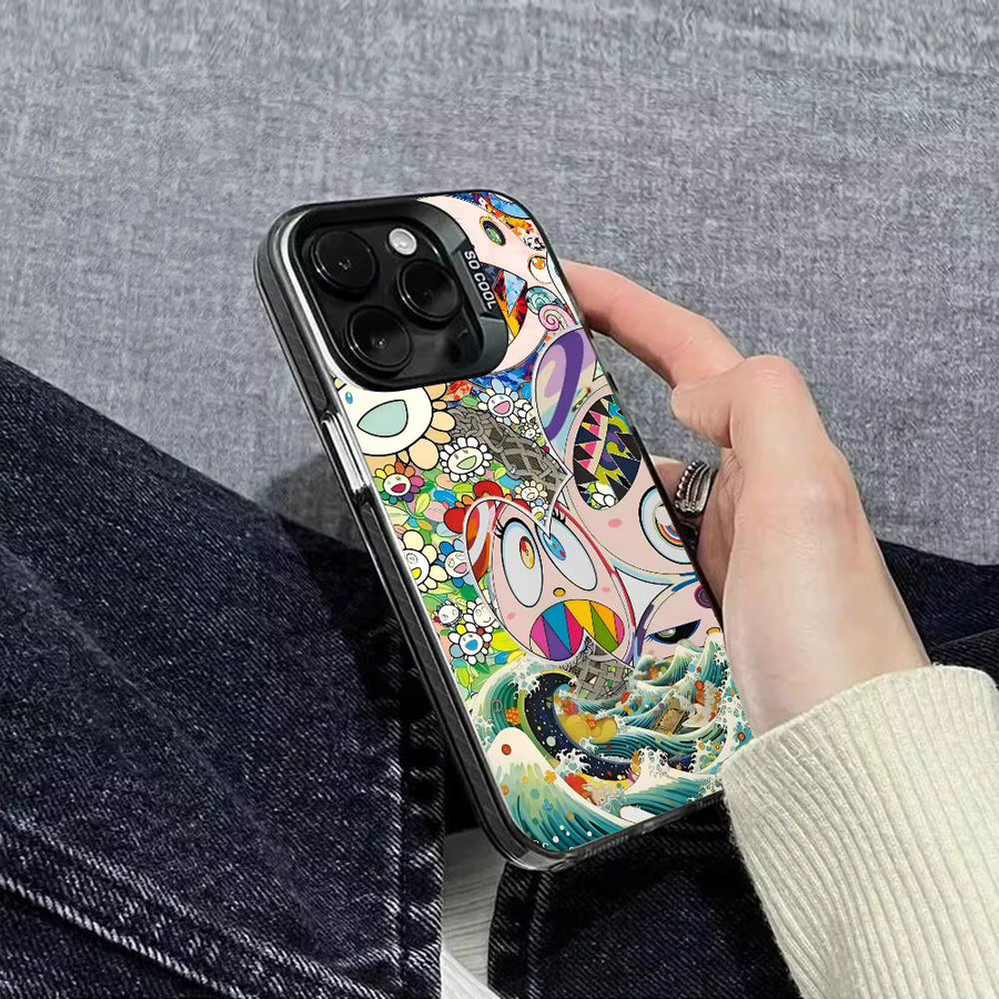 T-Takashi M-Murakami Sunflower Serie Handyhülle für iPhone 17 16 15 14 13 12 11 Pro Max Plus in Bunt und Silber - Bild 4