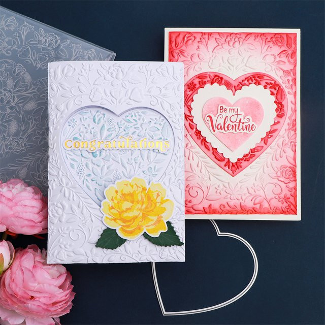 W3D Prägung Schablone Liebe Herz und Stirbt Set aus Kunststoff in Weiß für DIY Scrapbooking und Papierarbeiten - Bild 1