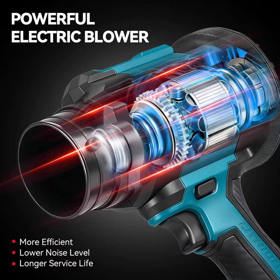 ONEVAN 2-in-1 Bürstenloser Elektro-Turbolüfter 3500W mit 6 Gängen, kabelloses Staub- und Laubblasgerät für Makita 18V Akku - Bild 4