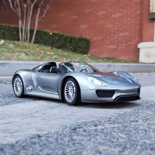 WELLY 918 Spyder Roadster, Sportwagen Modell, 1:18, Metall, Schwarz, Grau - Bild 1