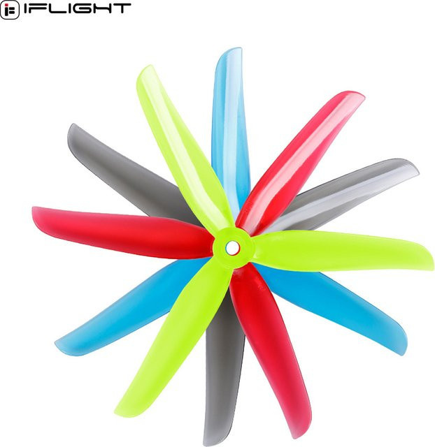 iFlight Nazgul F5 5 Zoll Tri-Blade Propeller Set, 16 Stück (8 Paare), 5mm Montage Loch, Grau/Mehrfarbig - Bild 1