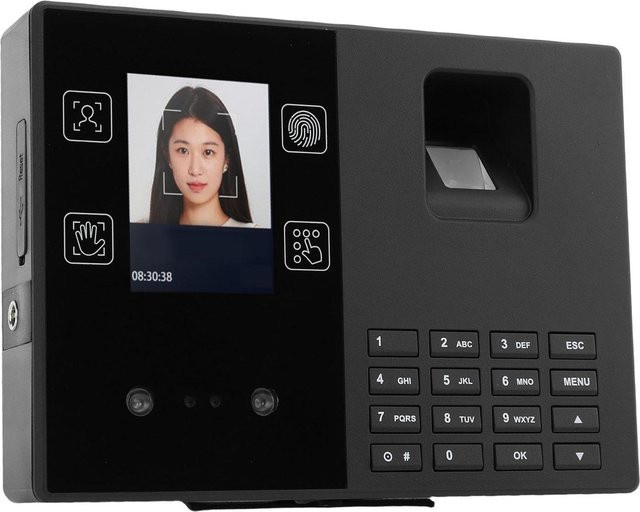 Koogeelife 4-in-1 Mitarbeiterzeiterfassung mit Gesichtserkennung, Fingerabdruck, Handflächenabdruck und PIN-Erkennung in Schwarz - Bild 1