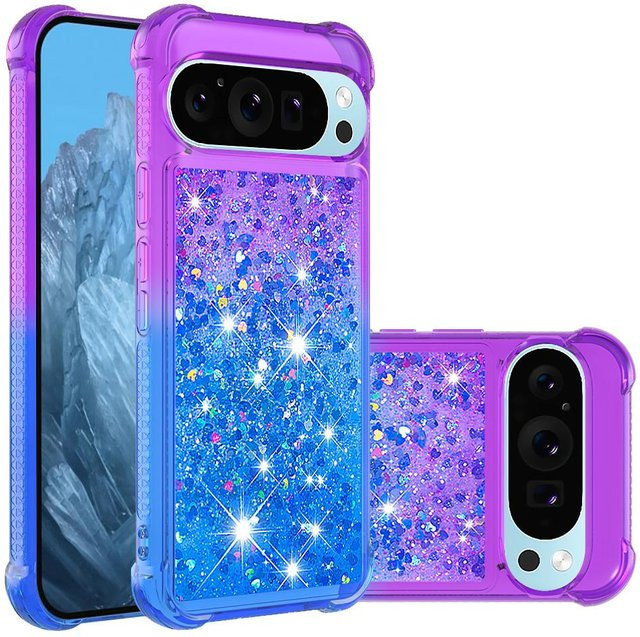 Bling Flüssig-Glitzer Schutzhülle für Google Pixel 10 9 8 Pro XL in Green, Multicolour und Purple - Bild 1